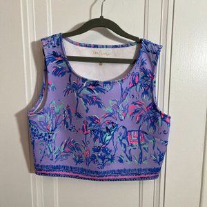 Lilly Pulitzer Neri Crop Top Fruity Monkey - Stretchy Crop Tank Top - EUC